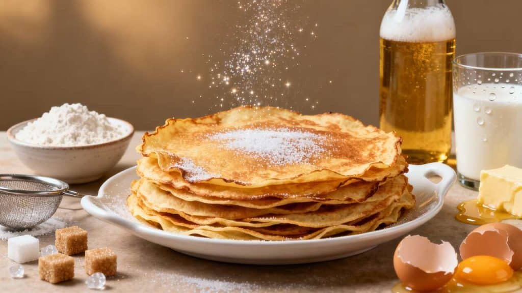 Crêpes au sucre à la bière : recette facile et savoureuse