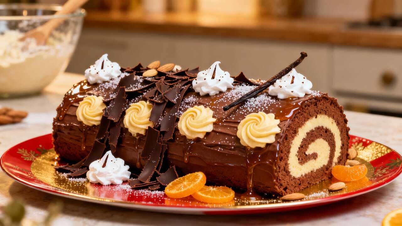 Bûche de Noël chocolat et vanille : recette facile et savoureuse