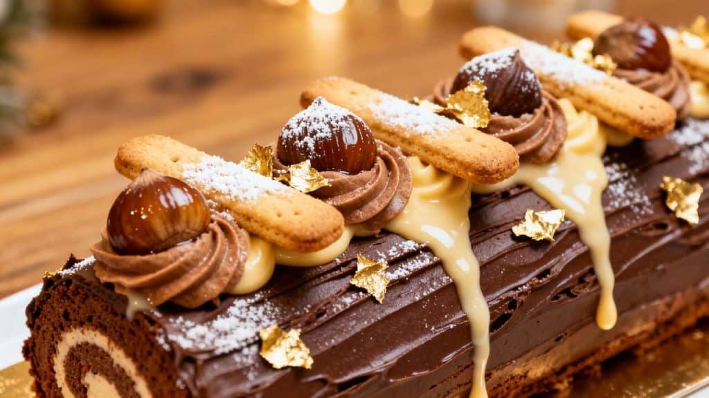 Bûche de Noël marron chocolat : délice gourmand