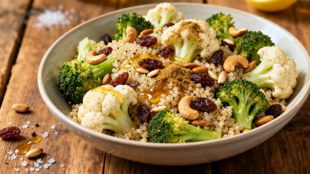 Salade tiède de chou-fleur et brocoli : recette gourmande et saine