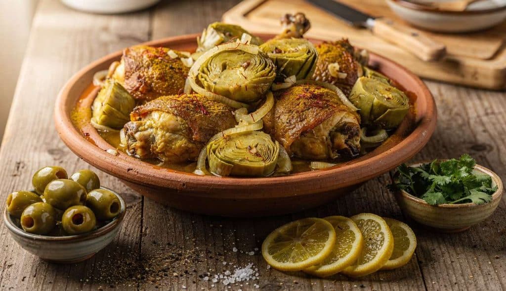 Tajine de poulet aux artichauts : recette traditionnelle marocaine