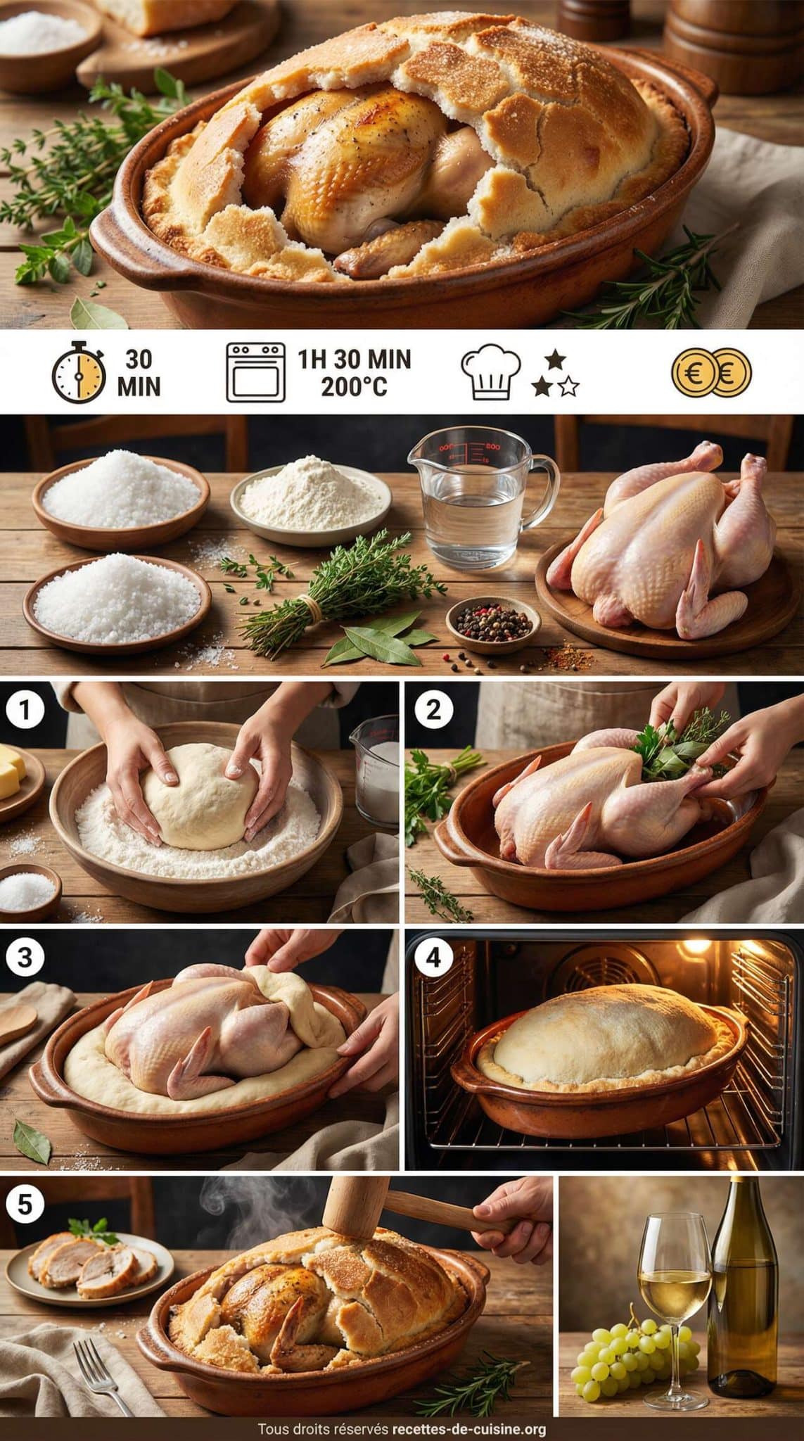 Fiche recette Poulet en cro&ucirc;te de sel avec bouquet garni : recette savoureuse