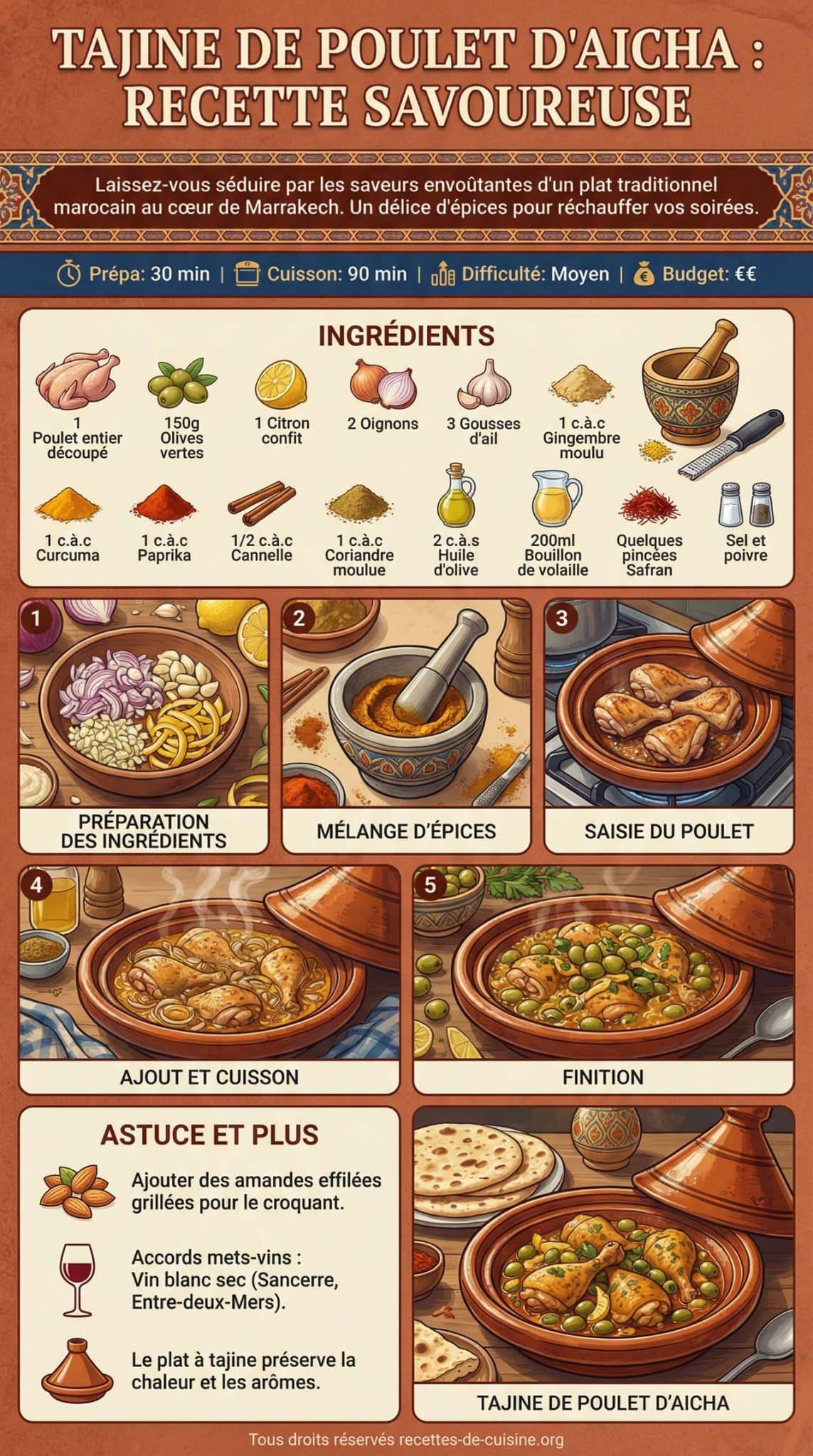 Fiche recette Tajine de poulet d'Aicha : recette savoureuse