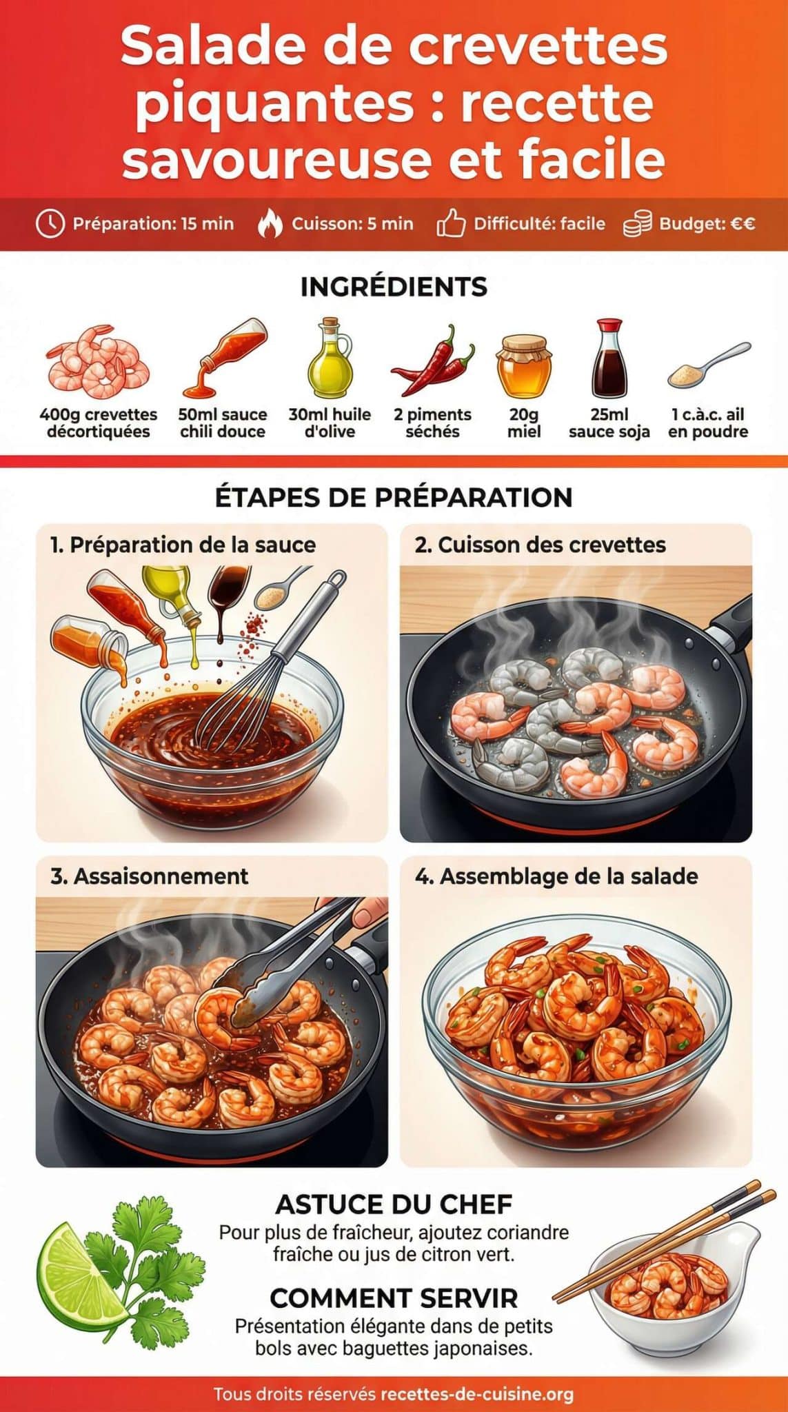 Fiche recette Salade de crevettes piquantes : recette savoureuse et facile