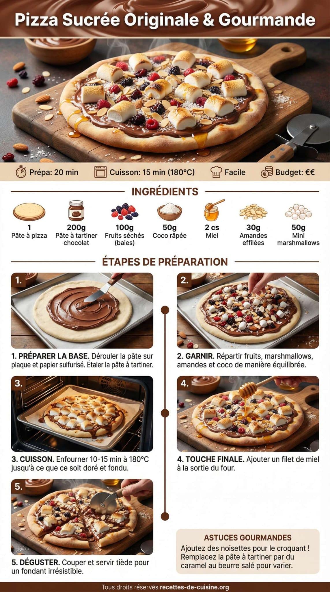 Fiche recette Recette de pizza sucr&eacute;e originale et gourmande