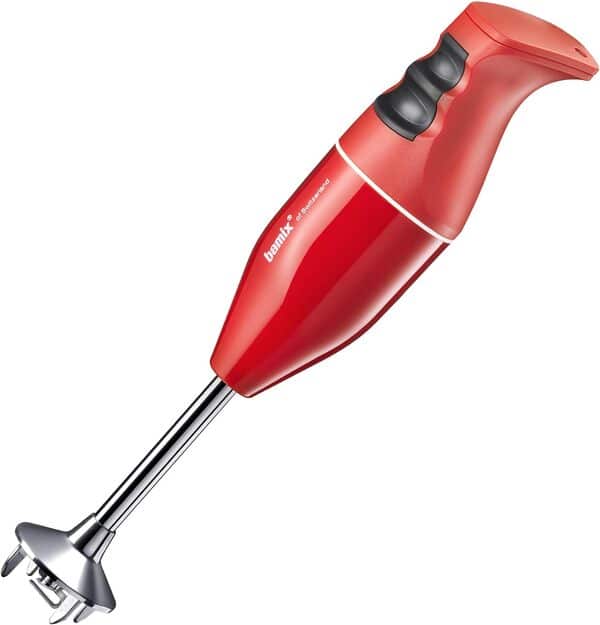 bamix Mixeur plongeant EO140 Classic avec couteau multifonction en acier inoxydable, 140 W, 2 niveaux, fabriqué en Suisse, rouge/blanc