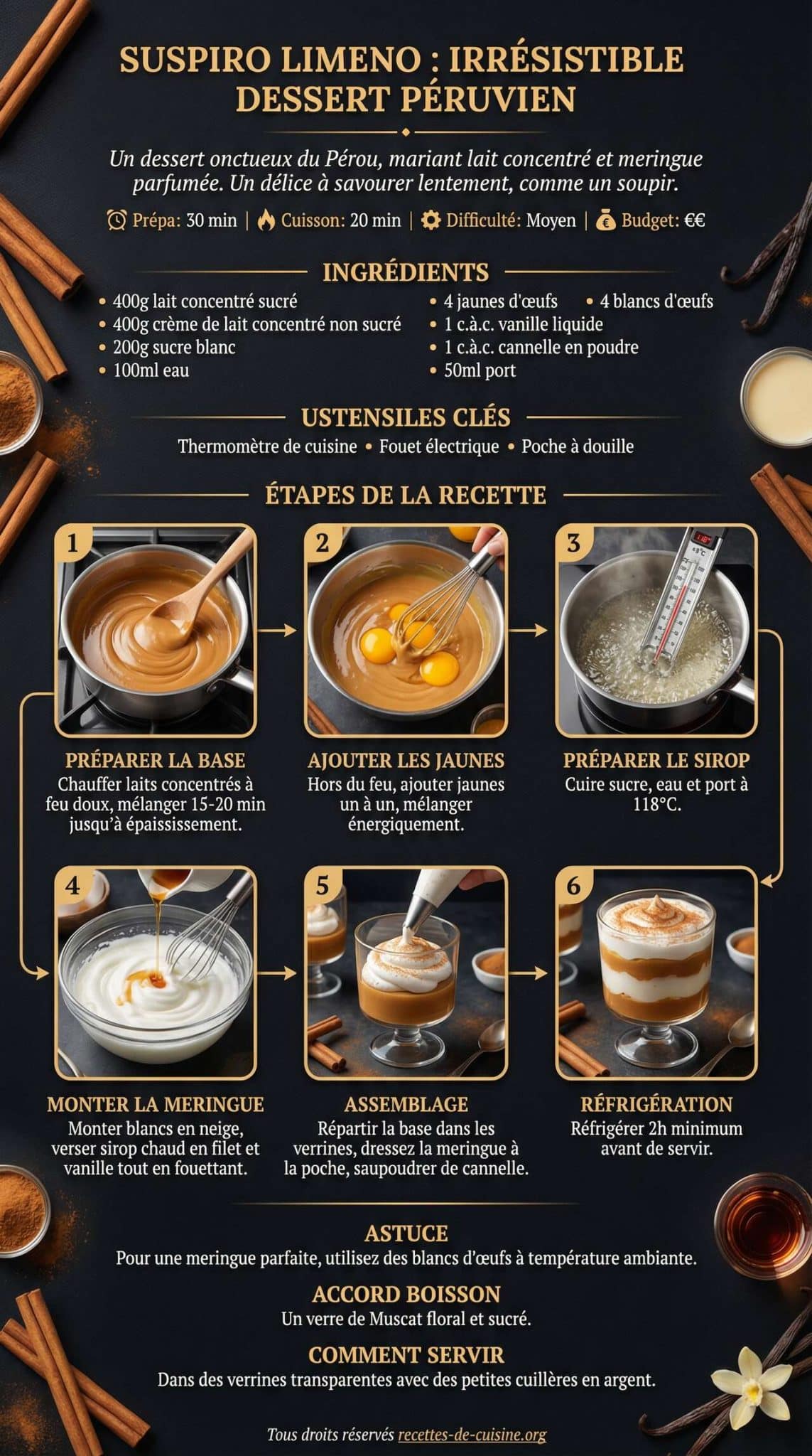 Fiche recette Suspiro Limeno : irr&eacute;sistible dessert p&eacute;ruvien