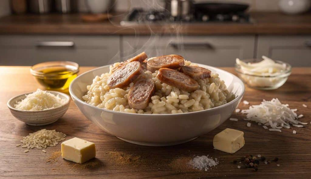 Risotto simple aux saucisses : recette facile et savoureuse
