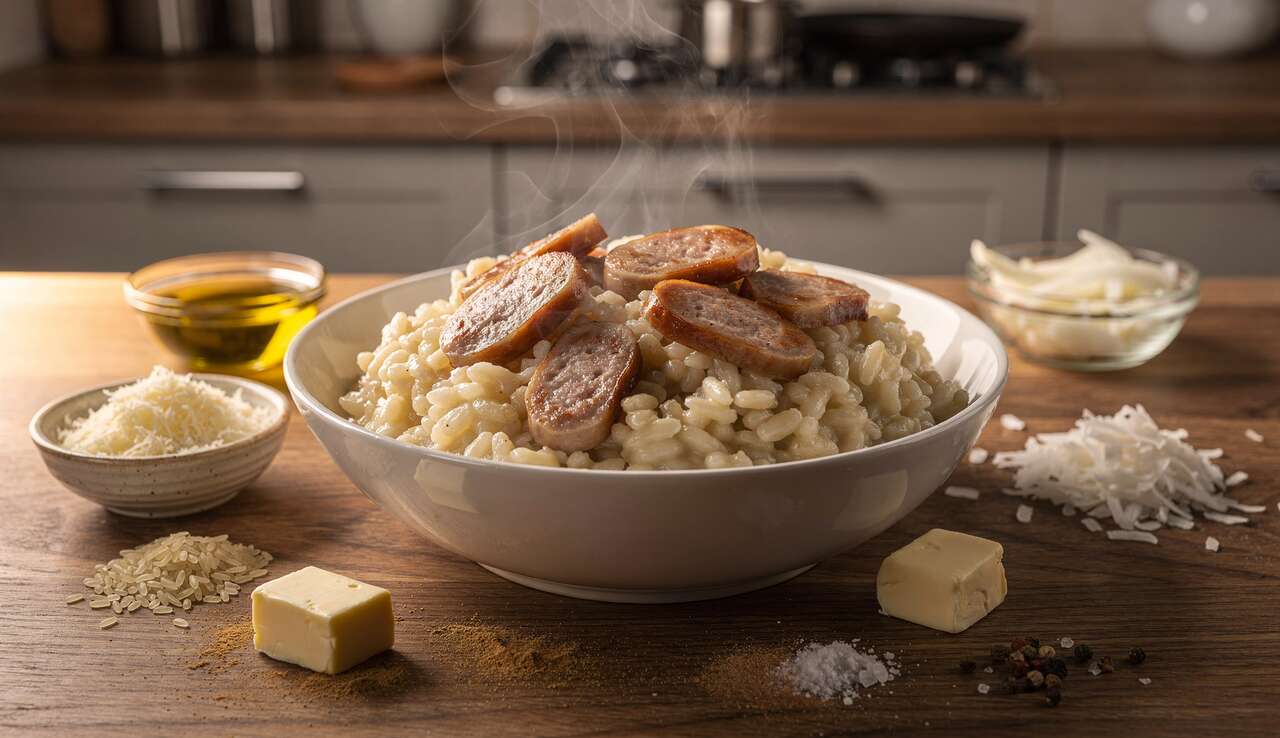 Risotto simple aux saucisses : recette facile et savoureuse