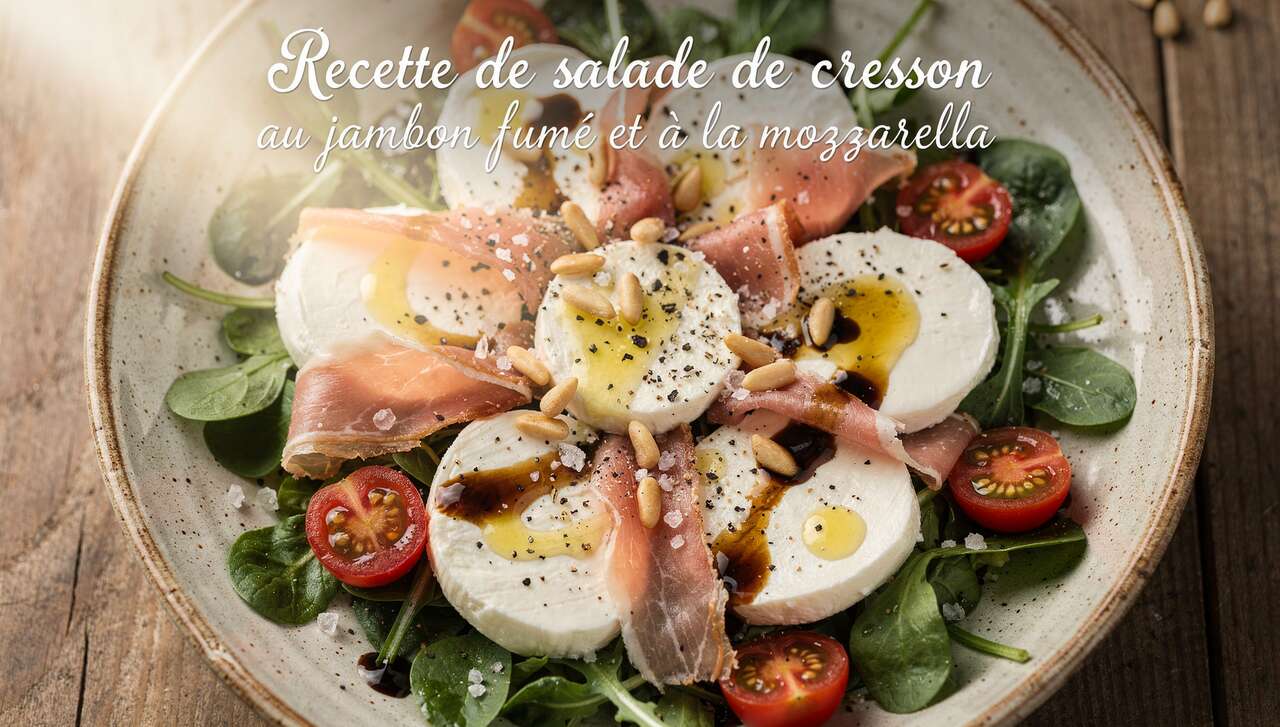 Recette de salade de cresson au jambon fumé et à la mozzarella
