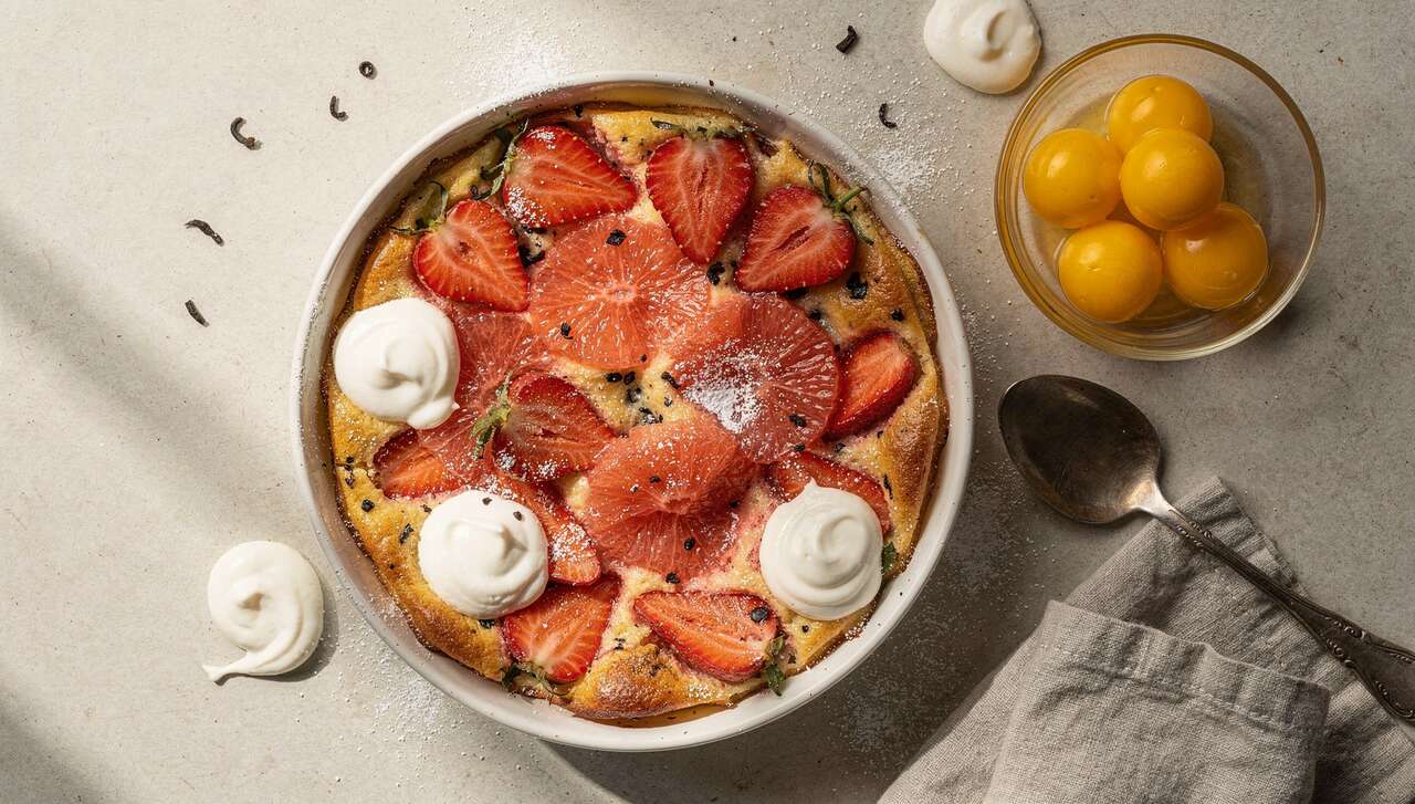Recette de gratin de fraises et de pamplemousse