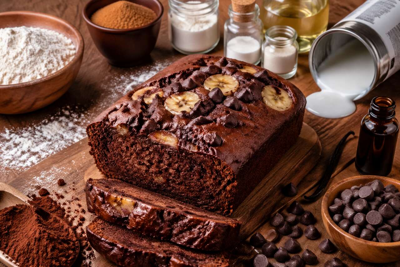 Recette du gâteau léger au chocolat et à la banane