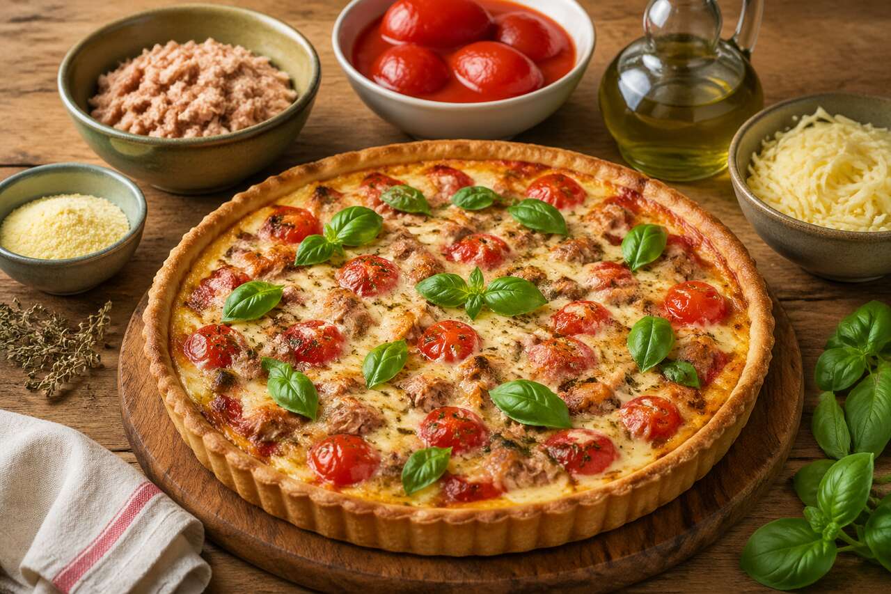 Recette de tarte au thon à la tomate et au basilic