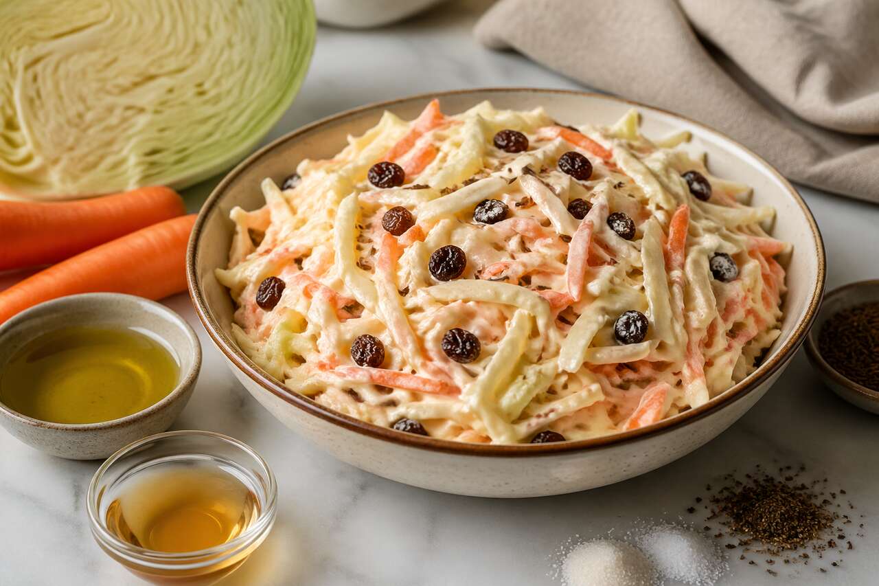 Recette facile de salade de chou cru aux raisins secs