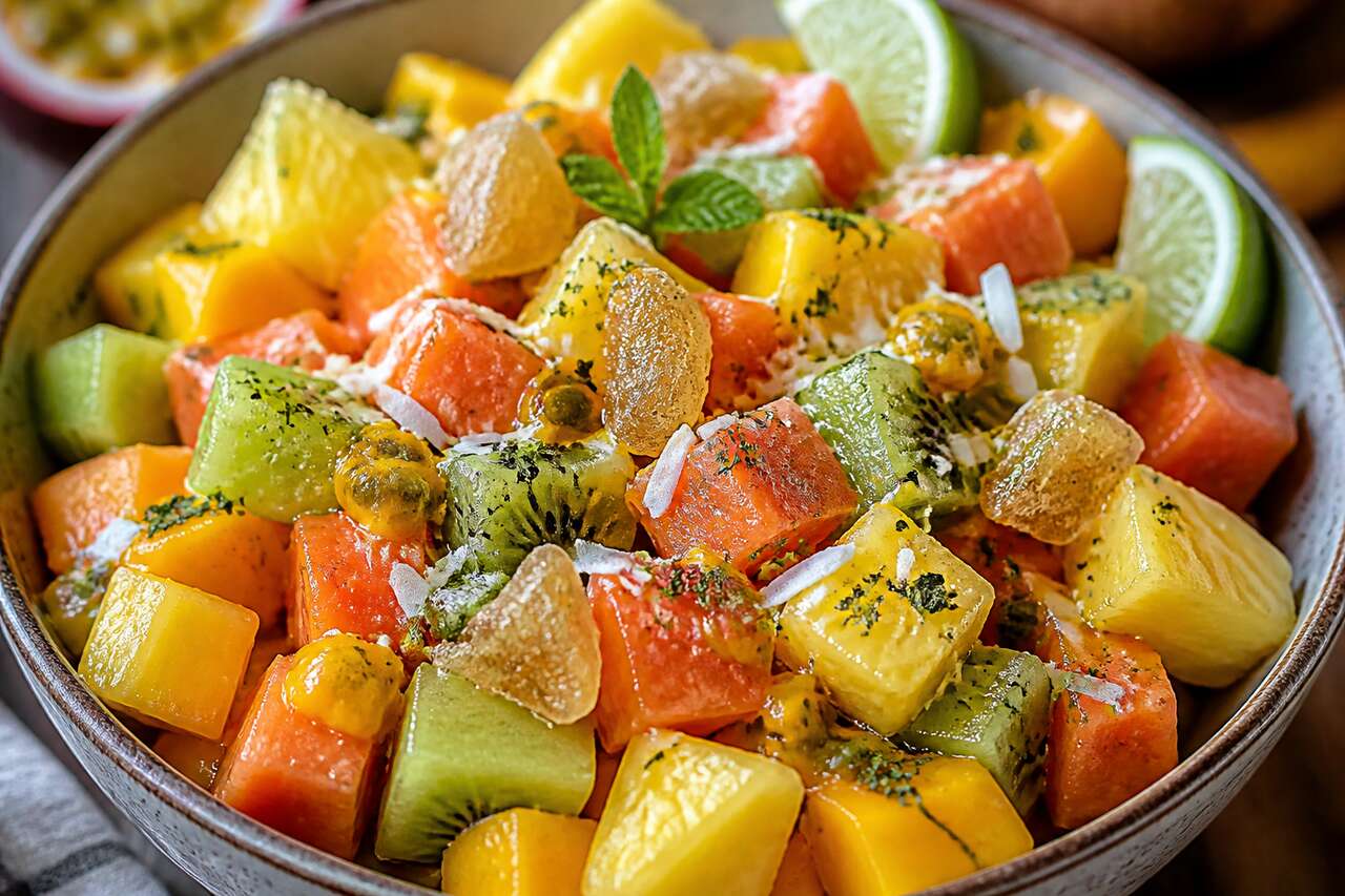 Recette de salade de fruits exotiques au gingembre
