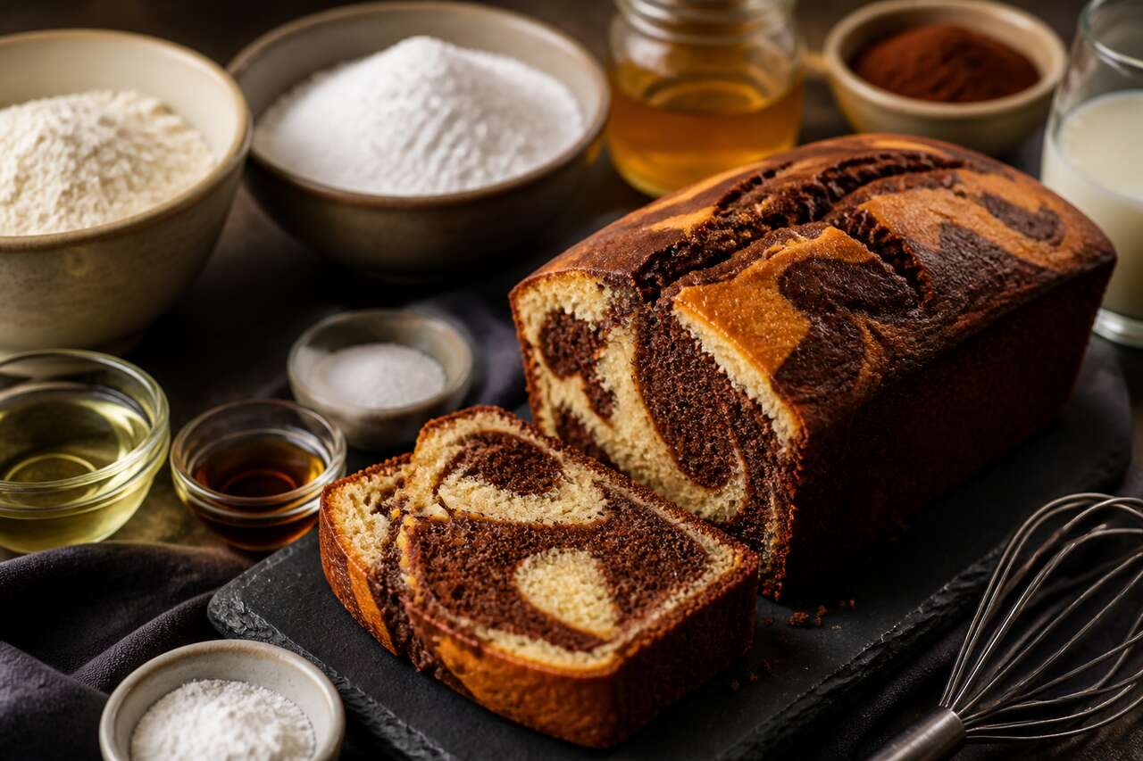 Recette du marbré miel-chocolat fondant et gourmand