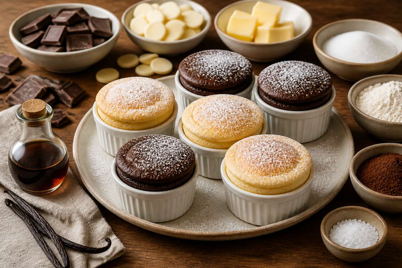 Recette de petits soufflés au chocolat noir et blanc