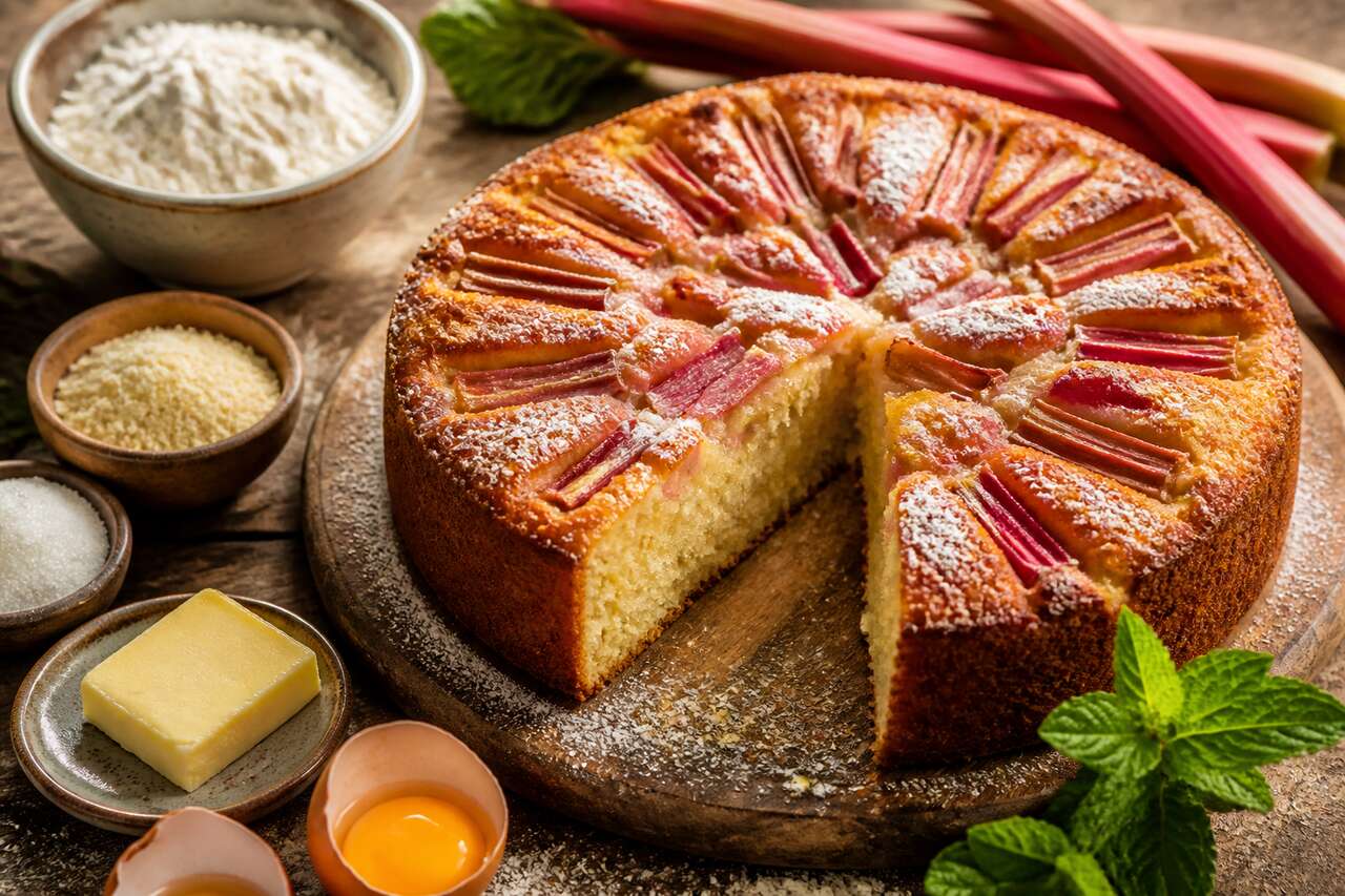 Recette du moelleux à la rhubarbe