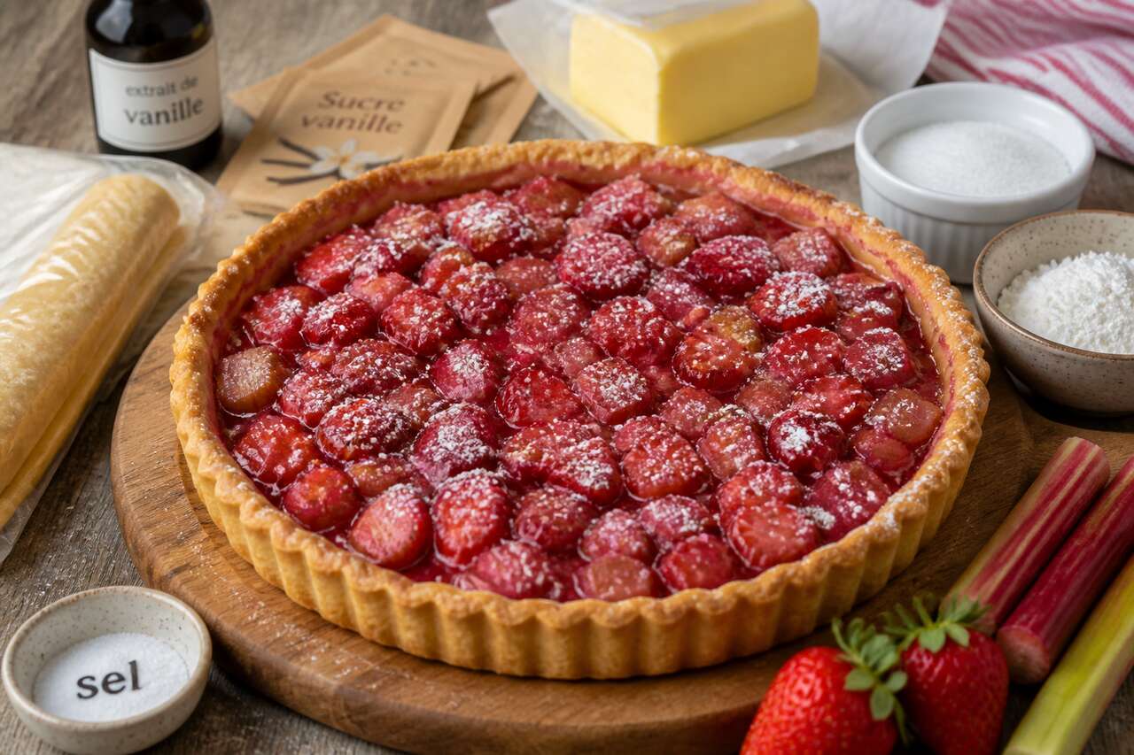 Recette de tarte fraise rhubarbe facile et gourmande