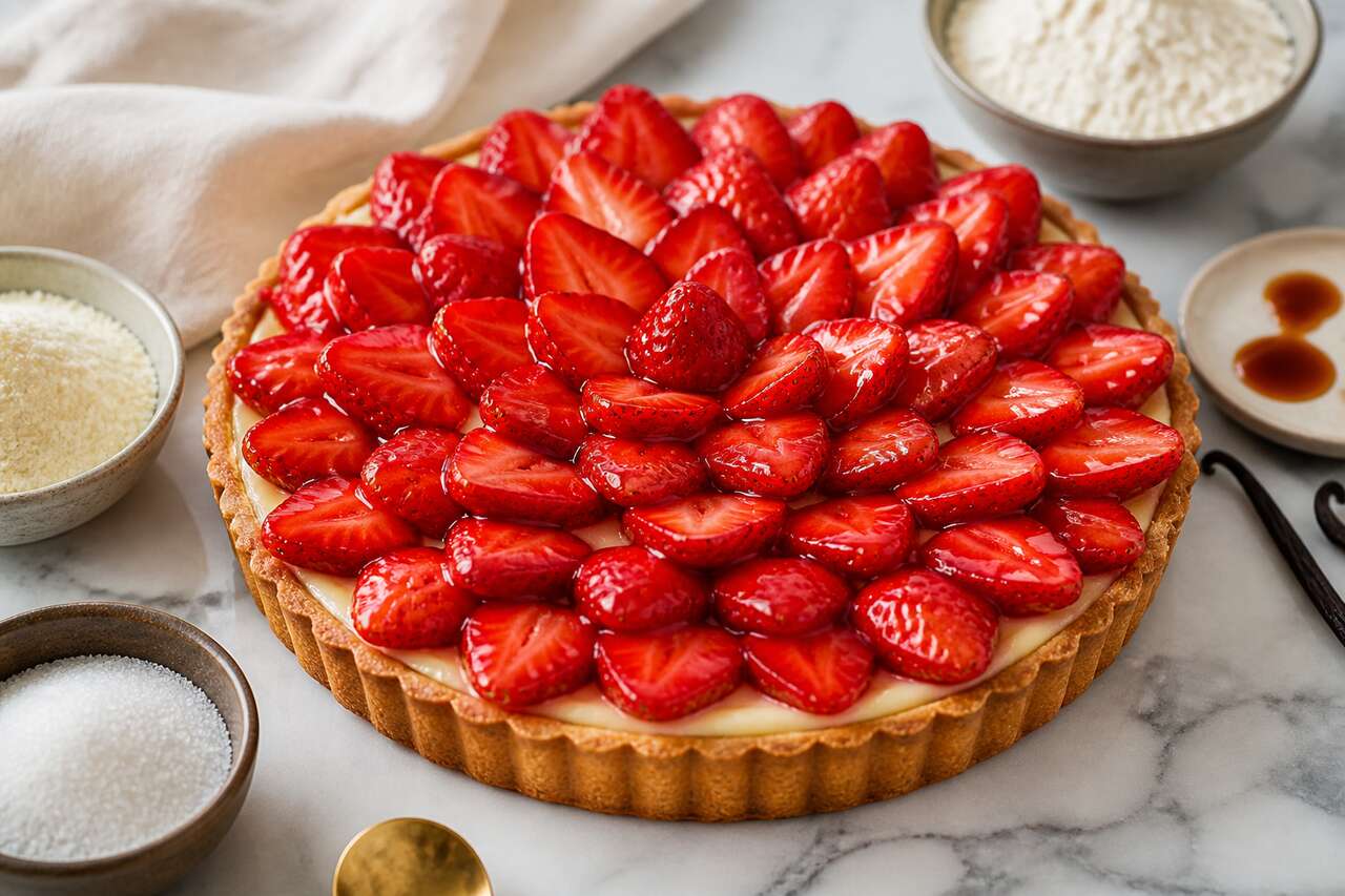 Recette facile et rapide de tarte aux fraises