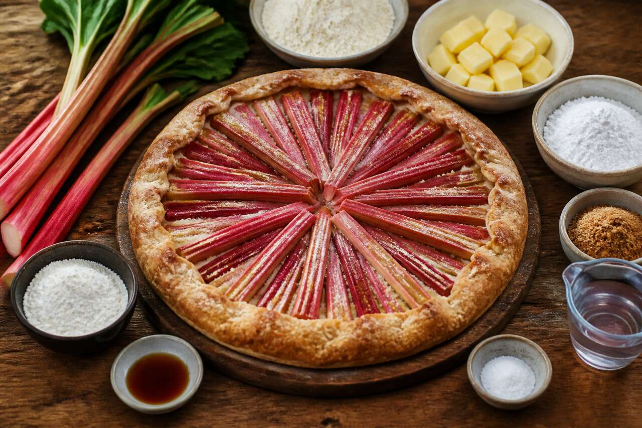 Recette de tarte rustique à la rhubarbe