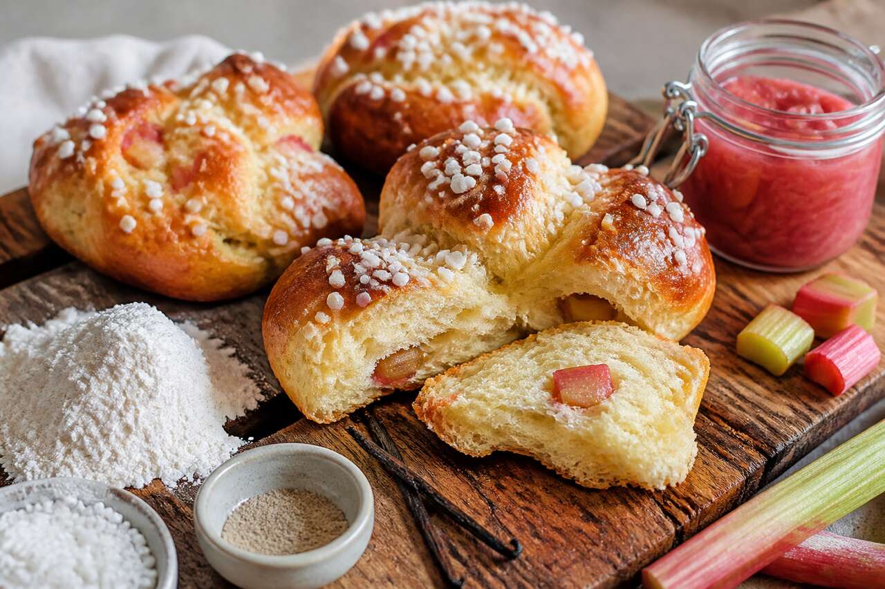 Recette de brioches à la vanille et à la rhubarbe