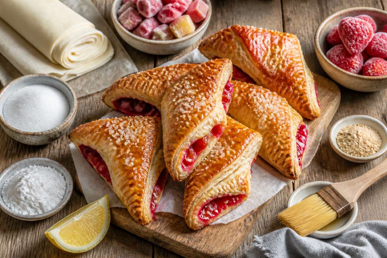 Recette de chaussons à la rhubarbe et aux fraises