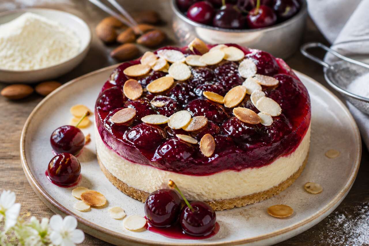 Recette d'entremets cerises et amandes