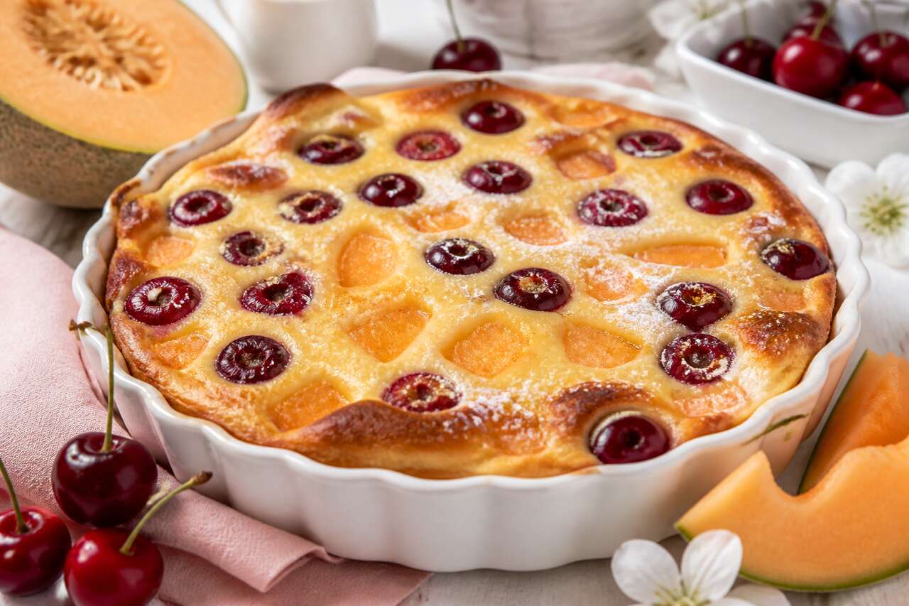 Recette de clafoutis au melon et aux cerises : un dessert fruité et gourmand