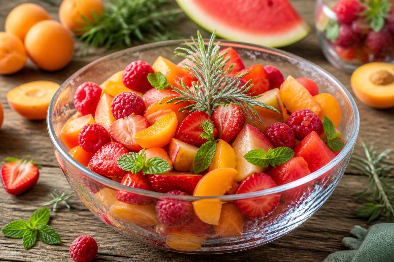 Recette de salade de fruits d'été au romarin