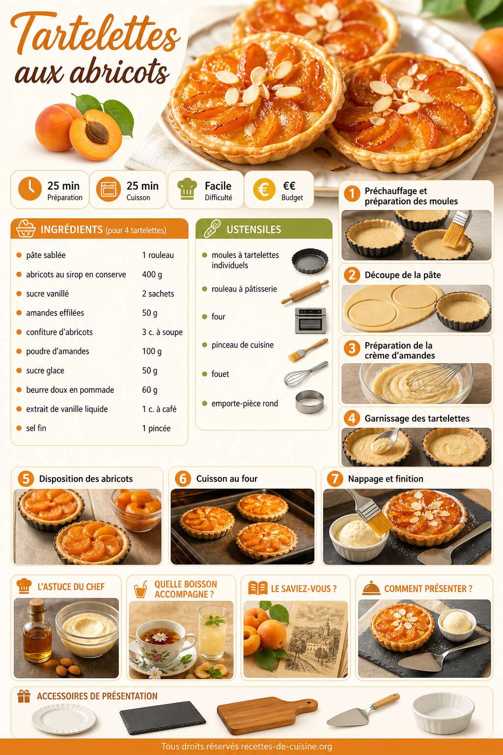 Fiche recette Recette de tartelettes aux abricots