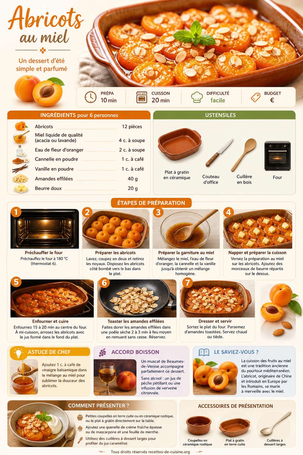 Fiche recette Recette facile d'abricots au miel