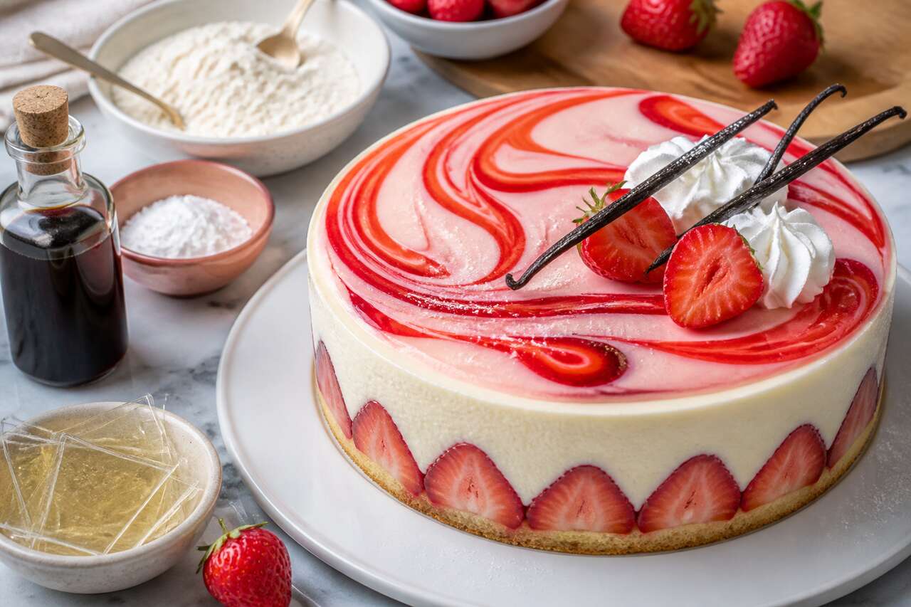 Recette d'entremets aux fraises et à la vanille