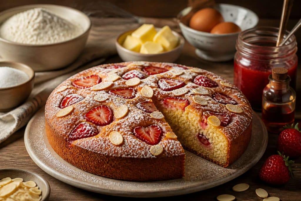 Recette du cake aux amandes et aux fraises