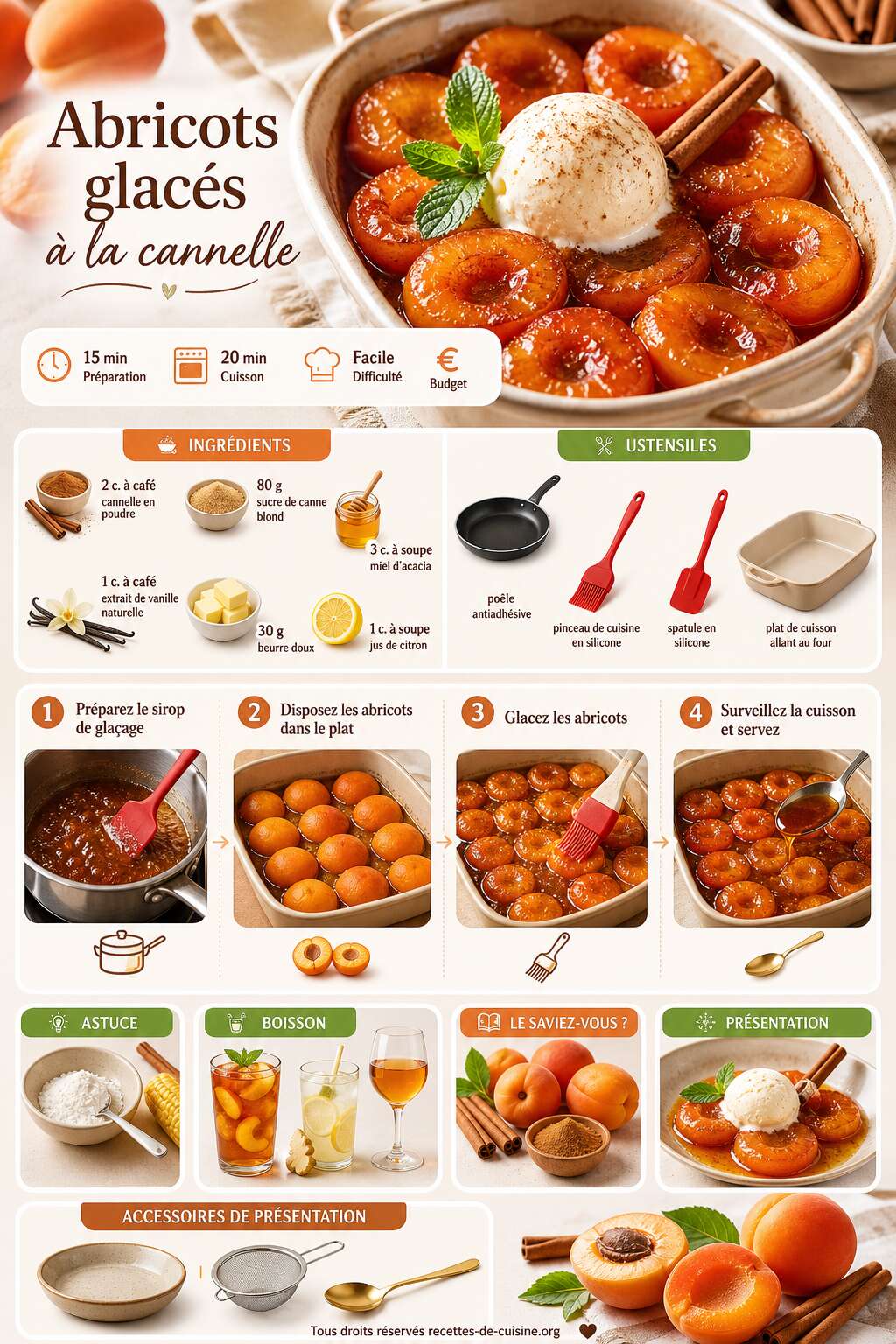 Fiche recette Recette d'abricots glac&eacute;s &agrave; la cannelle