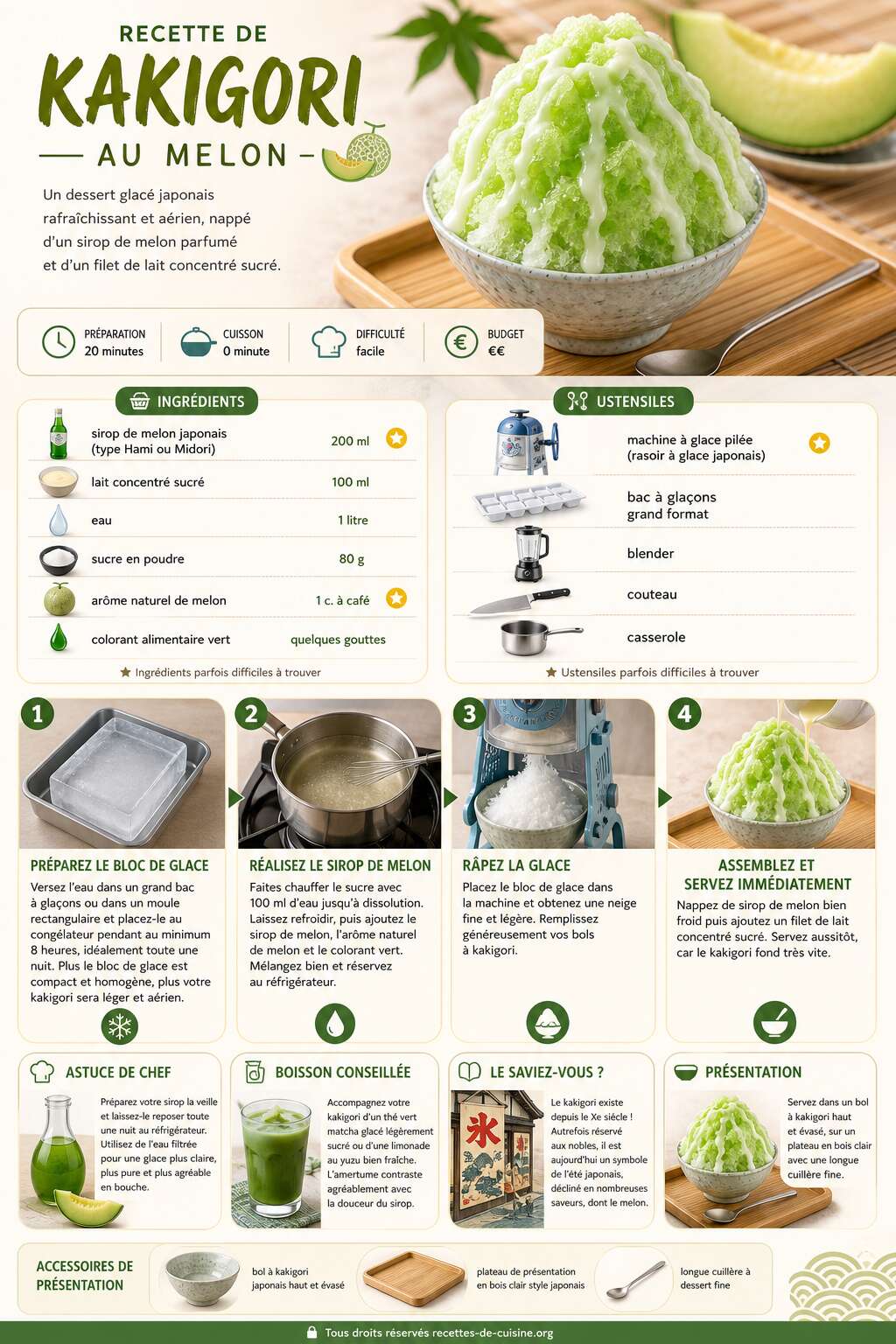 Fiche recette Recette de kakigori au melon