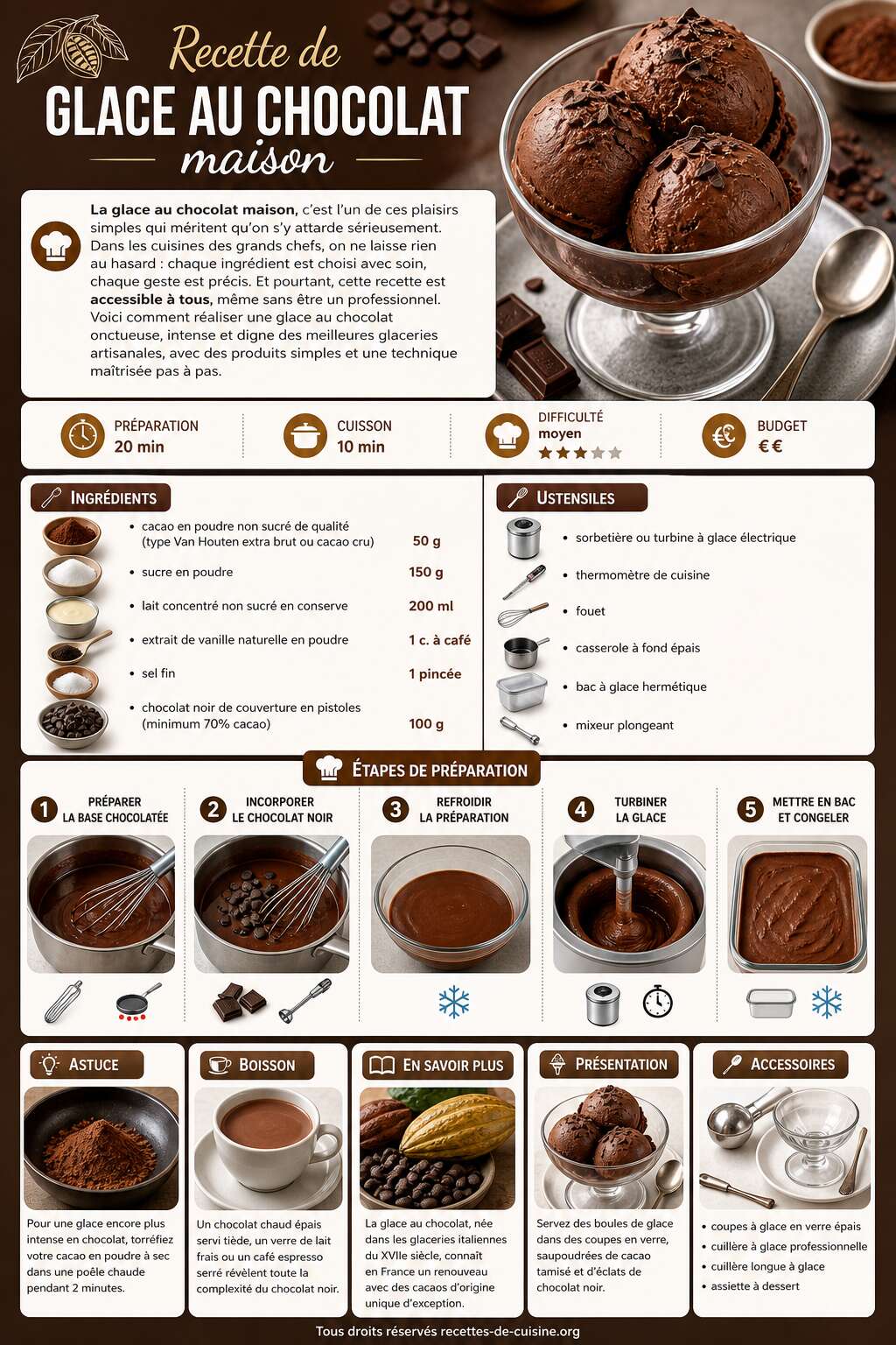 Fiche recette Recette de glace au chocolat maison Fiche recette Recette de glace au chocolat maison