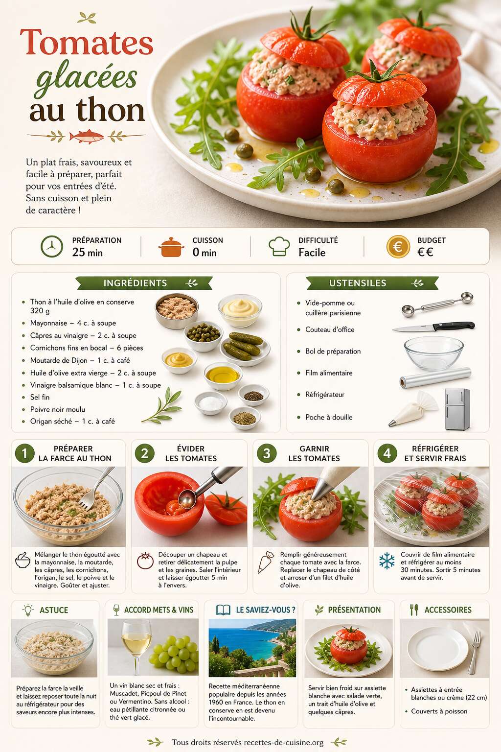 Fiche recette Recette de tomates glac&eacute;es au thon : un plat frais et savoureux