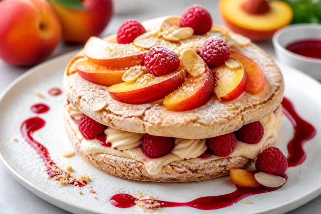Recette de dacquoises aux framboises et nectarines