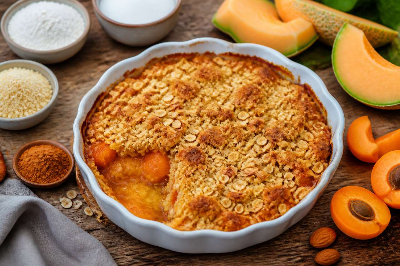 Recette de crumble abricot et melon : un dessert fruité et gourmand