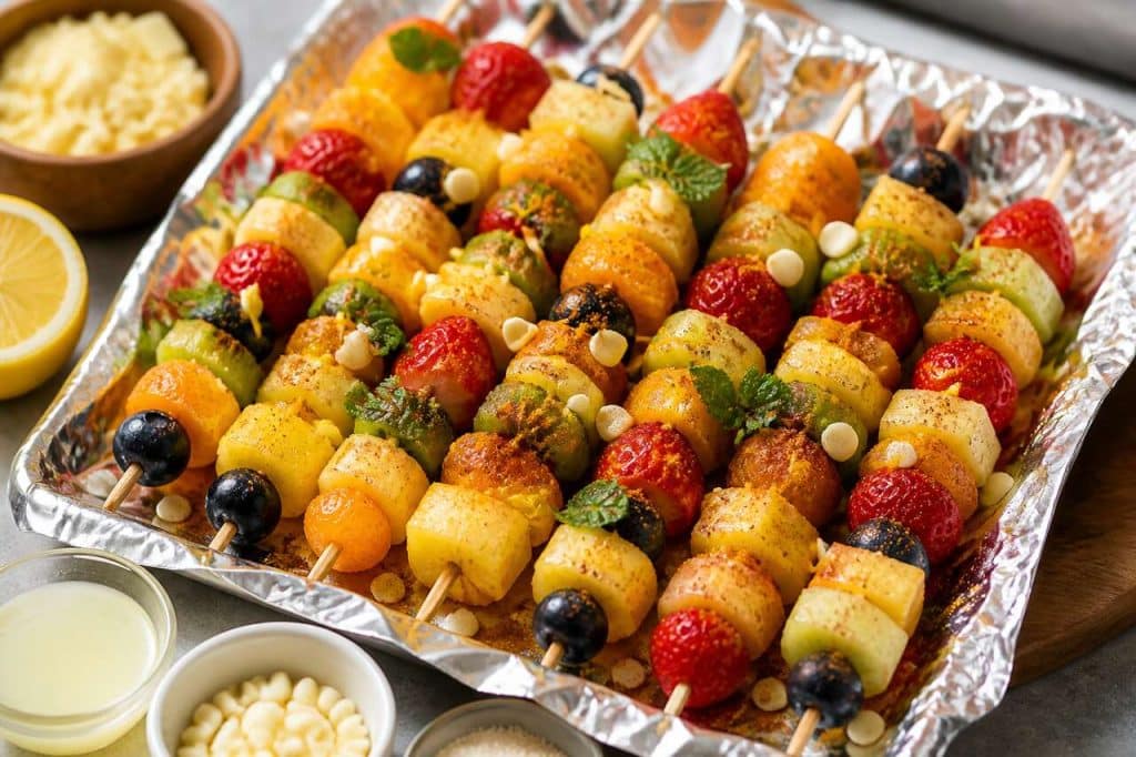 Recette facile de brochettes de fruits en papillote