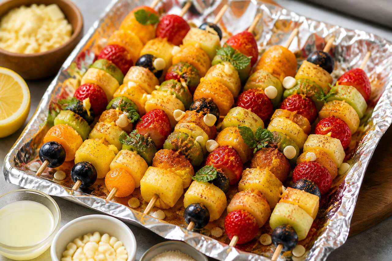 Recette facile de brochettes de fruits en papillote