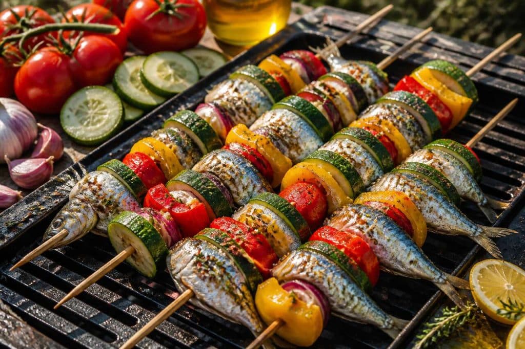 Brochettes de sardines, courgettes et poivrons au gaspacho : la recette estivale parfaite