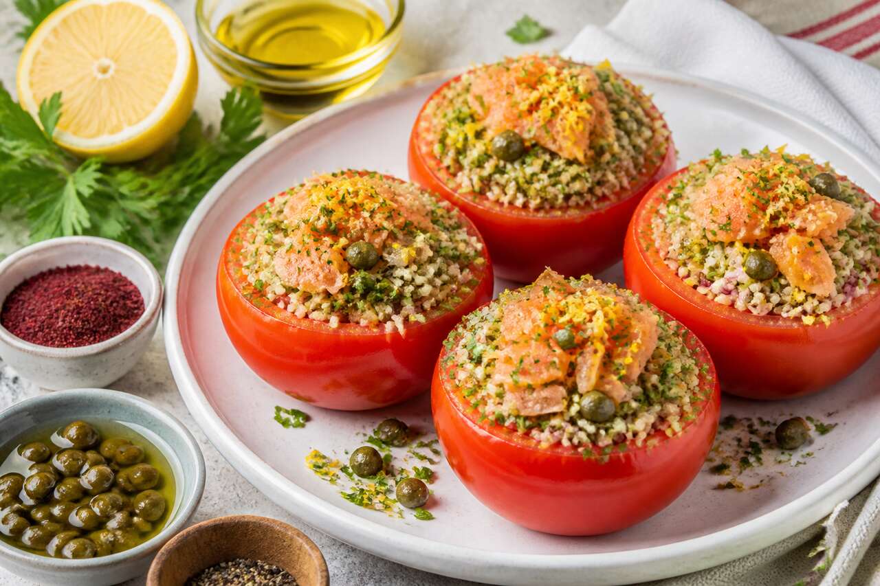 Recette de tomates farcies au taboulé de saumon