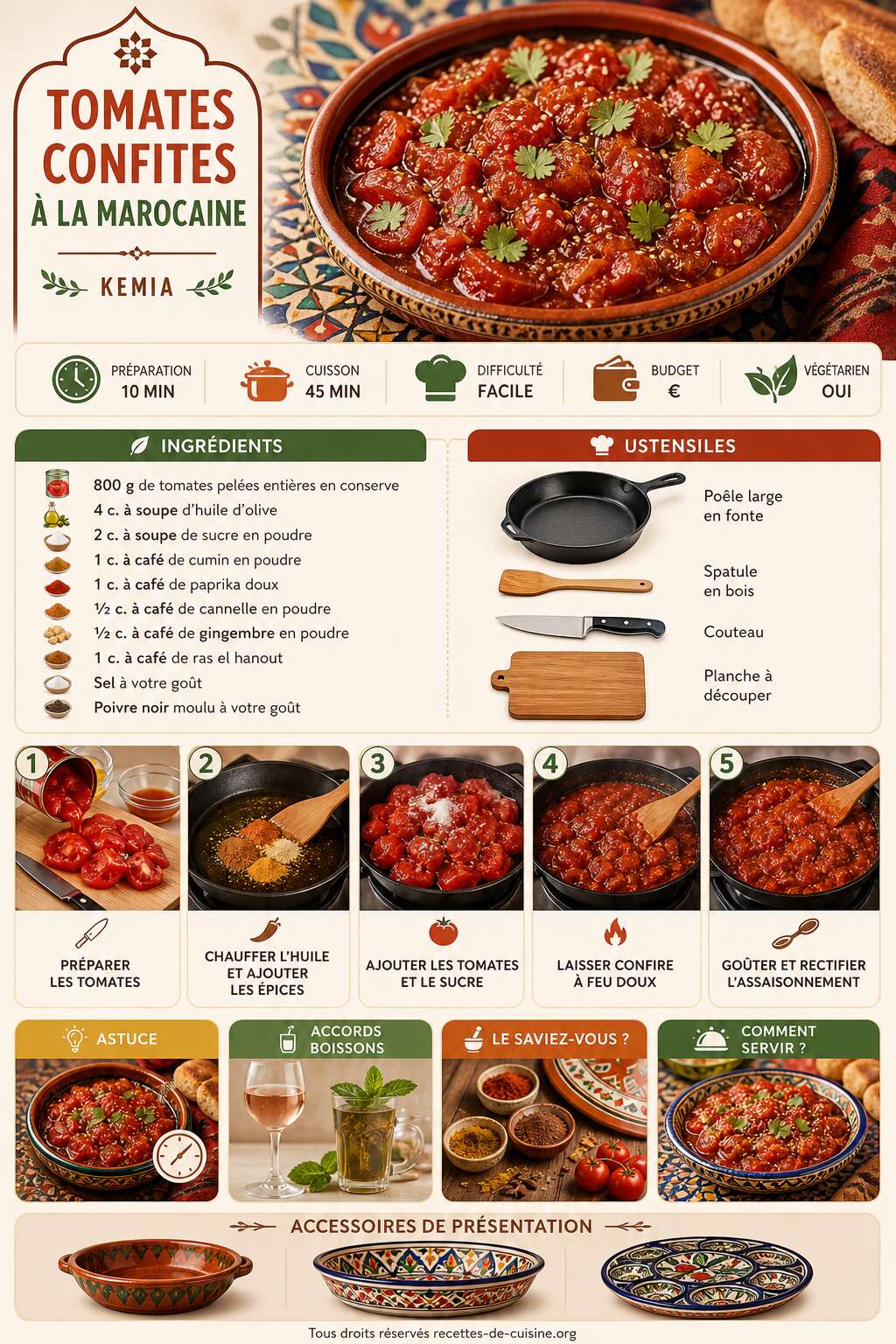 Fiche recette Recette de tomates confites à la marocaine Fiche recette Recette de tomates confites à la marocaine