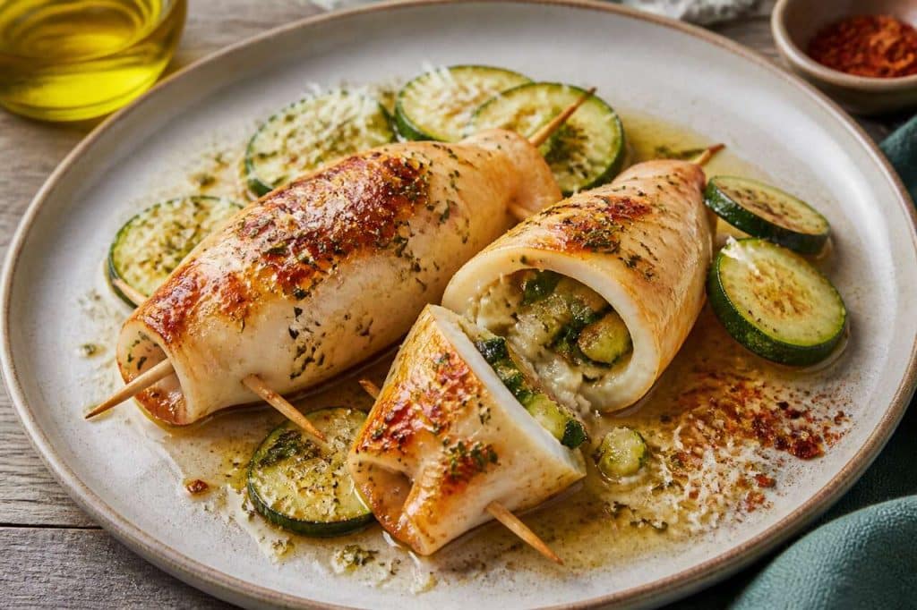Recette d'encornets farcis aux courgettes