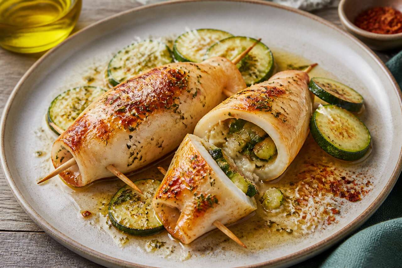 Recette d'encornets farcis aux courgettes