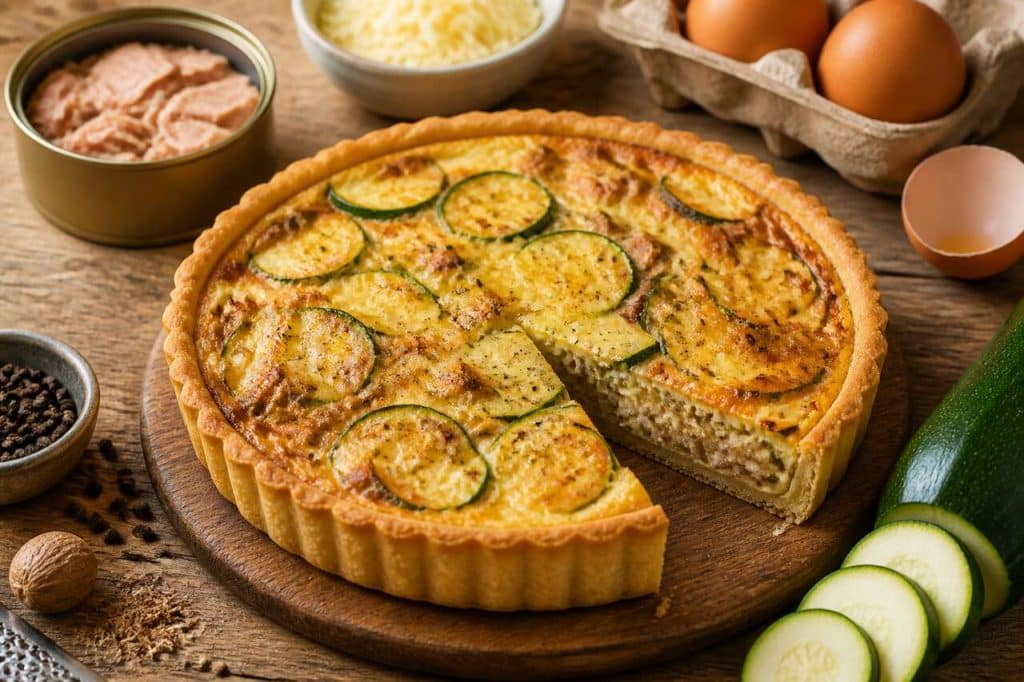 Recette facile de quiche courgettes et thon