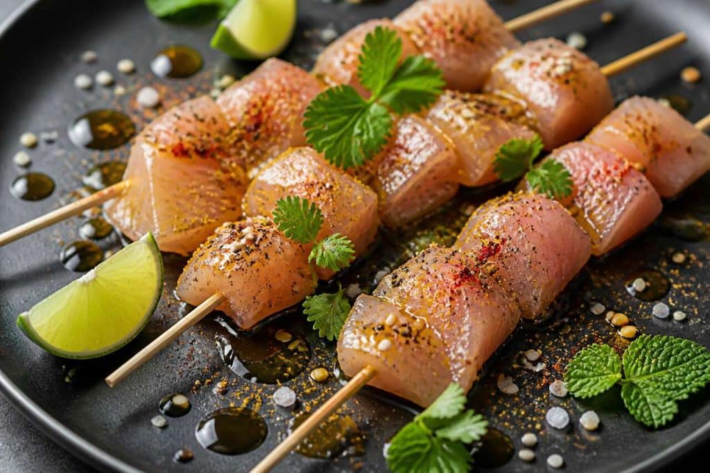 Recette de brochette d'empereur mariné cru