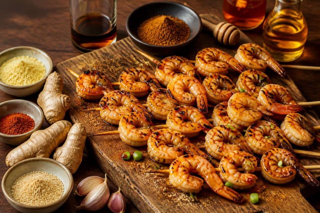 Recette de brochettes de scampi aux 5 parfums